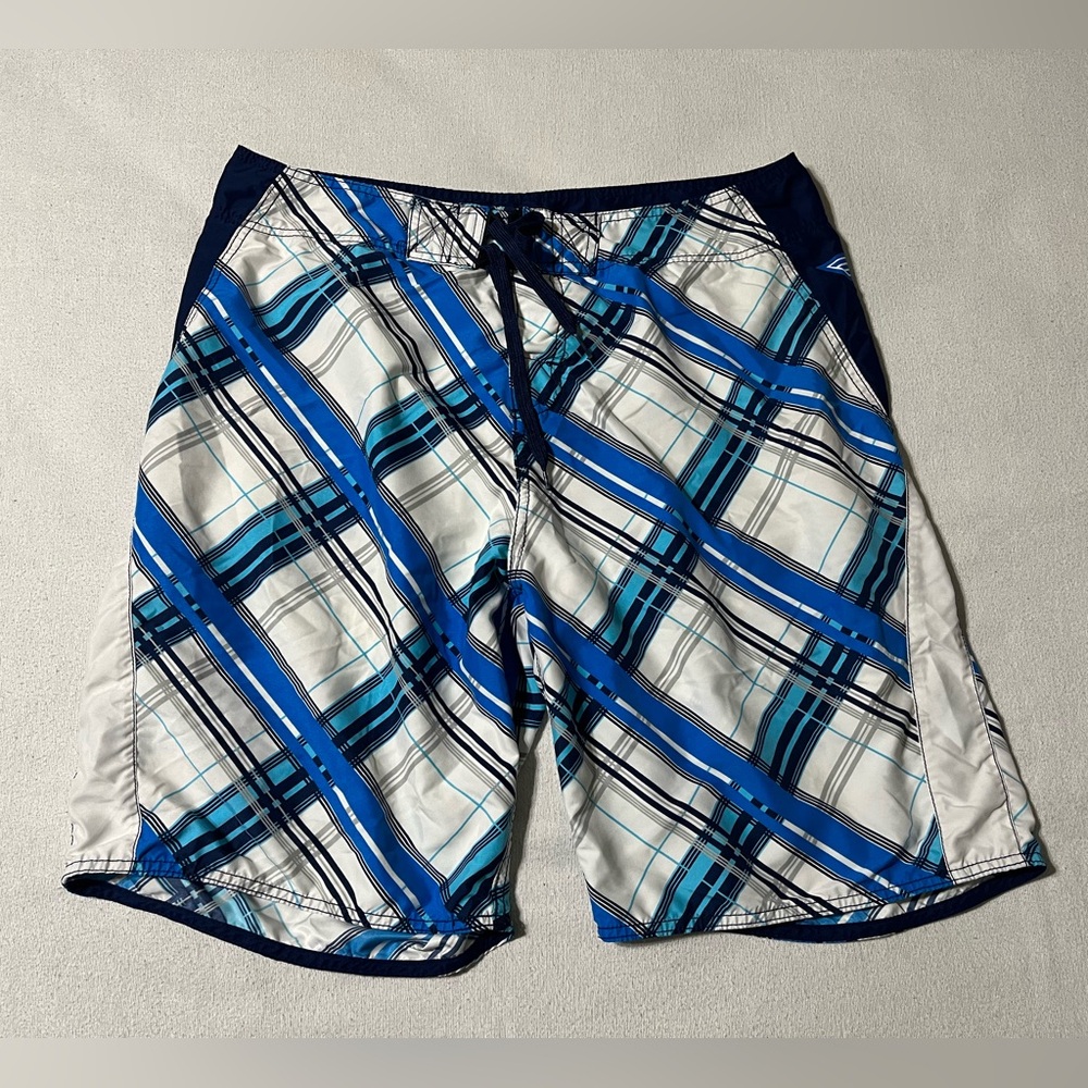 Sims Mens Size 36 Swimming Trunks Blue‎ White